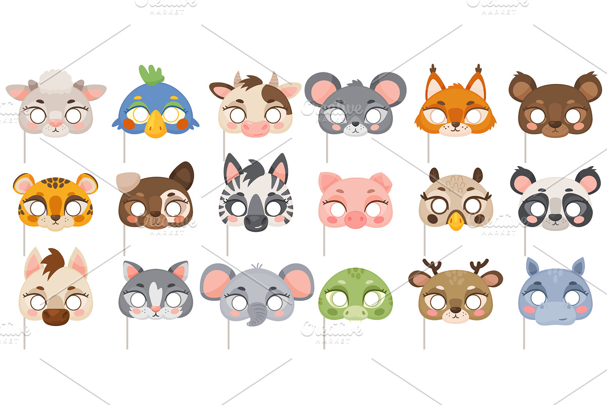 Cute animal masks. Kids party, an Animal Illustration by Vectorbuum