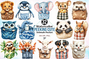 Watercolor Peeking Cute Animals PNG, an Animal Illustration by Canvas Craft (Thumbnail 1 of 3)