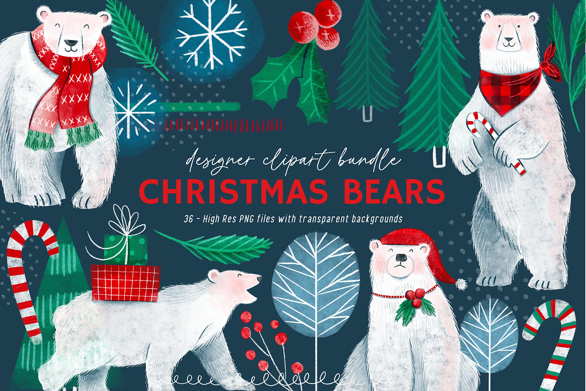 Christmas Bears Clipart, an Object Graphic by FINEAPPLE (Photo 1 of 6)