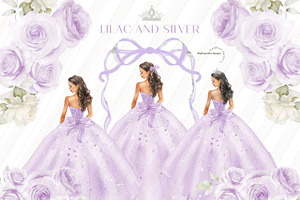 Quinceanera Lilac and Silver Clipart, an Illustration by Sunflower Day Love