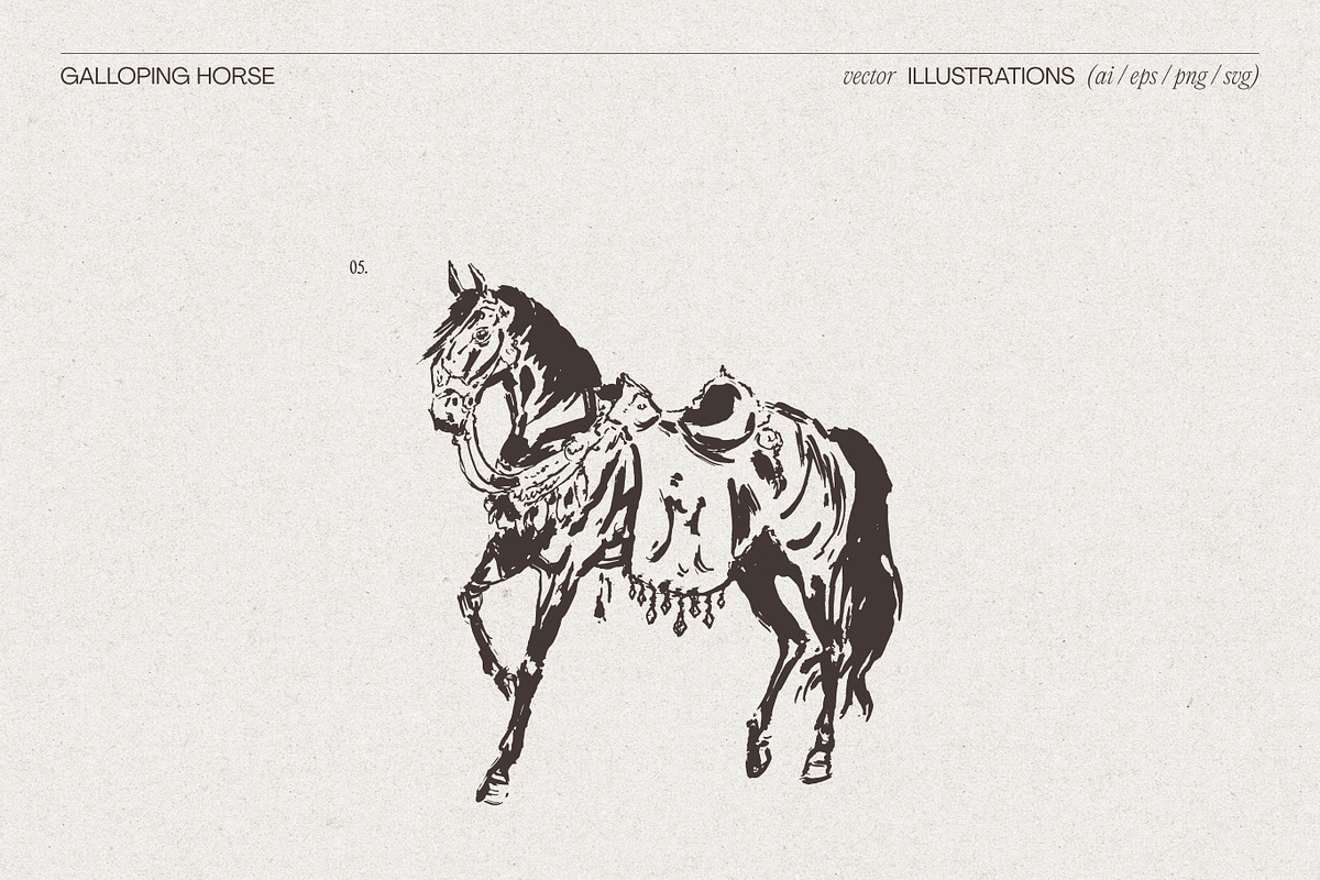 Galloping Horse Spirit Sketches, an Animal Illustration by TheMountBirdStudio (Photo 5 of 6)