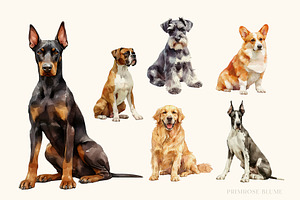 Watercolor Cute Dogs PNG Clipart