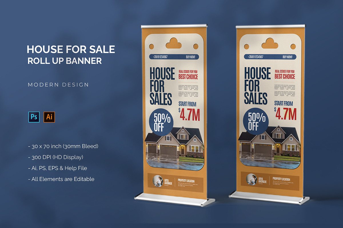House For Sale - Roll Up Banner, a Print Template by StreaksideStd (Photo 1 of 2)