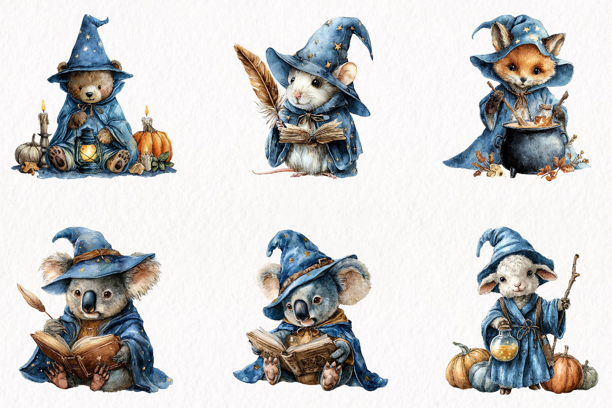 Halloween Wizard Animal Clipart, a Seasonal Illustration by fashionaddict (Photo 2 of 7)