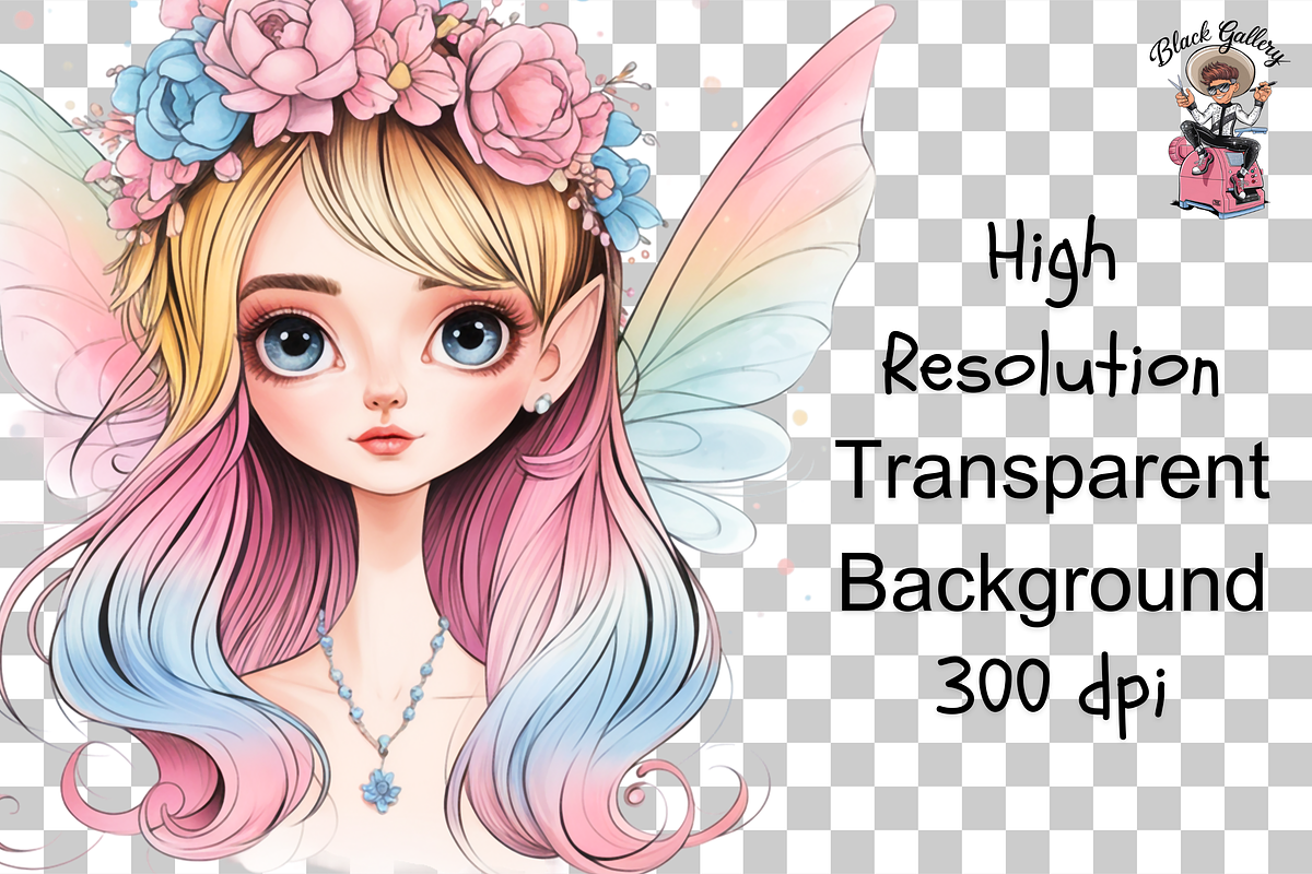 Rainbow Fairy Girl PNG Bundle, a Graphic by Clipart Bloom (Photo 9 of 11)