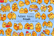 Cute Kawaii Autumn Leaf Couple, a Seasonal Illustration by Palau (Thumbnail 1 of 12)