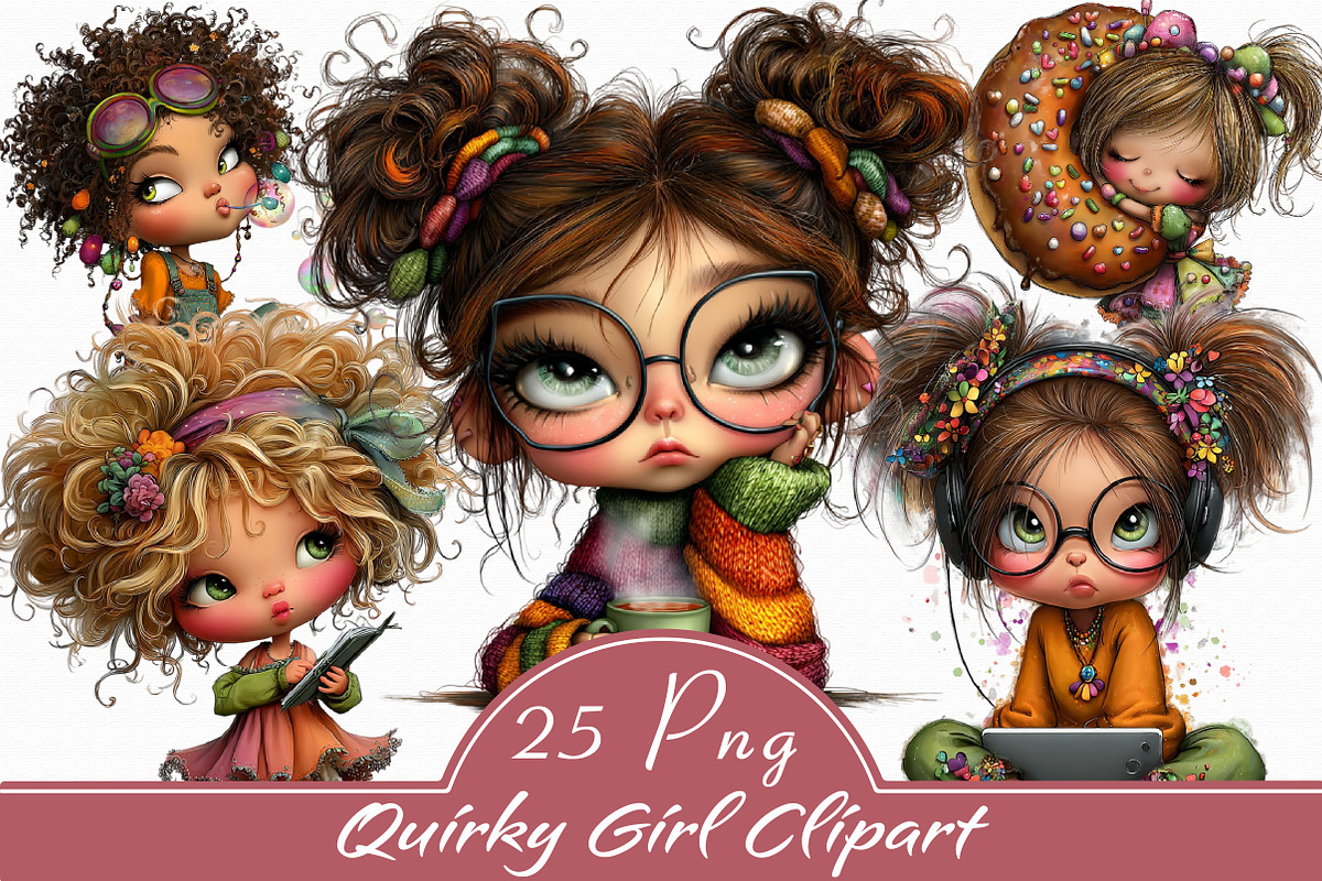 Quirky Girl Clipart, an Illustration by Libby Wishes (Photo 1 of 8)