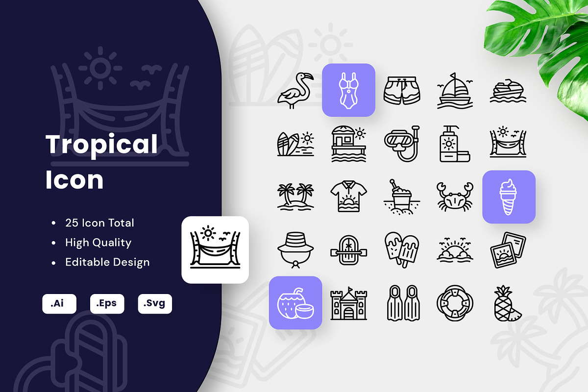 Tropical Icon, an Outline Icon by Fau Graph