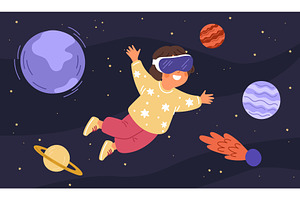 Girl wearing virtual reality glasses, a Technology Illustration by Vectorbuum