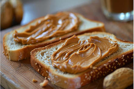 Creamy peanut butter spread on, a Food & Drink Photo by Ylivdesign