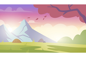 Mountain landscape. cartoon, an Illustration by Onyx