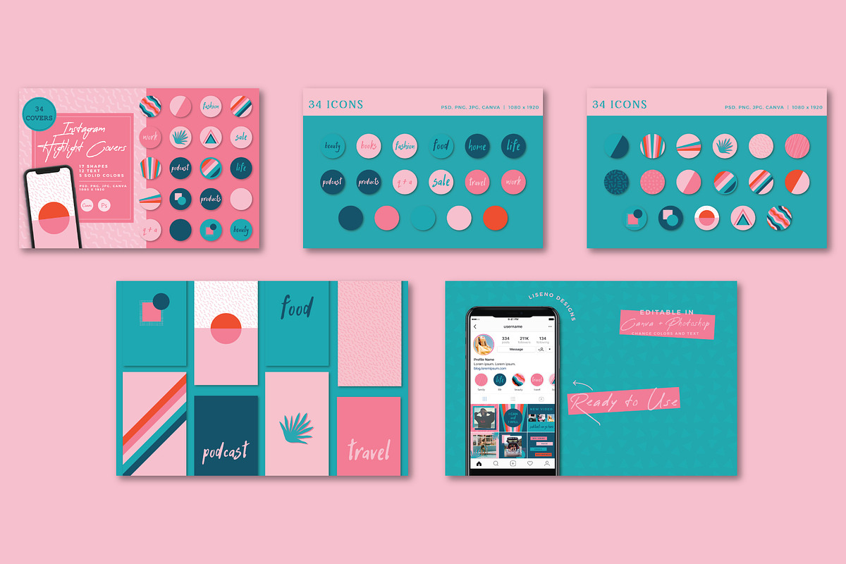 Branding Bundle: Colorful Retro, a Social Media Template by Liseno Designs (Photo 5 of 8)