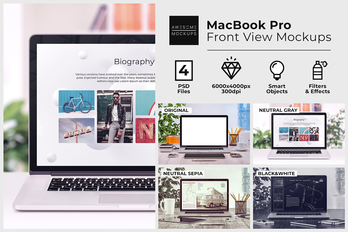 MacBook Front View Mockups, a Mac Mockup by Mockups & Illustrations (Photo 1 of 11)