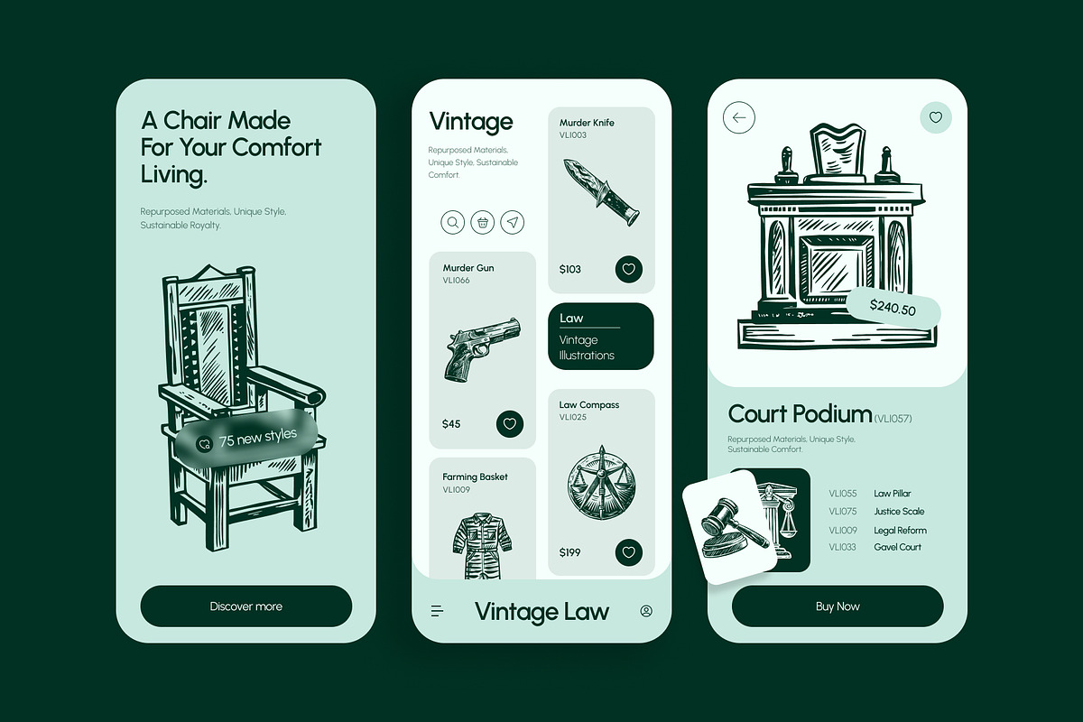 Vintage Law Icons Set, an Object Illustration by Prosymbols (Photo 4 of 8)