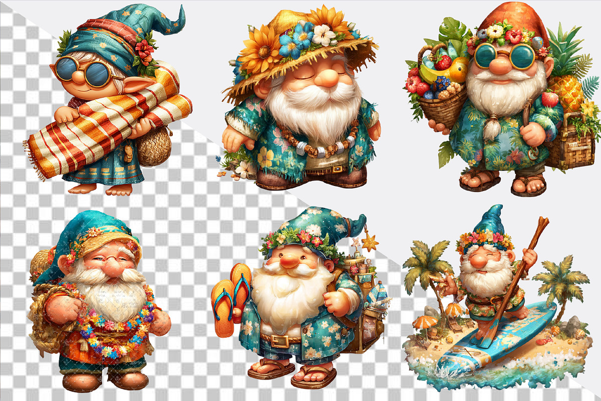 Summer Gnome Clipart Bundle, an Illustration by SVGArt (Photo 2 of 9)