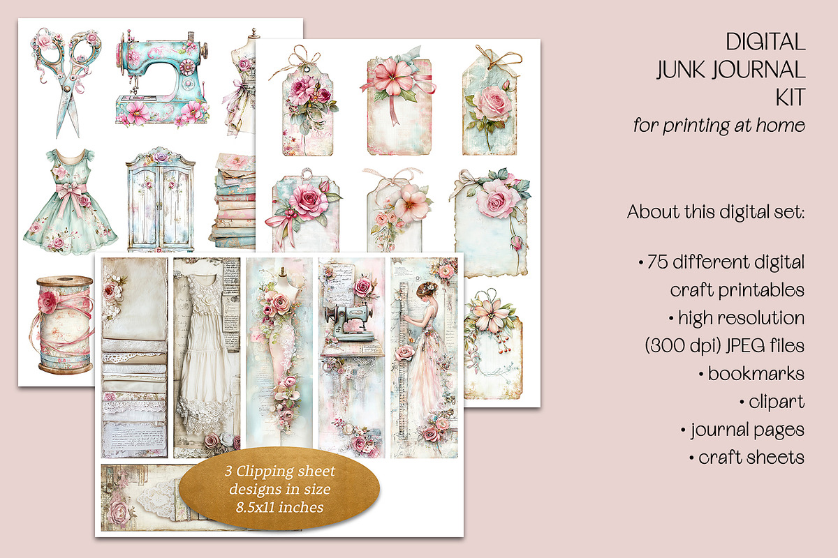 The Seamstress Big Junk Journal Kit, a Background Graphic by The Dutch Lady Designs (Photo 5 of 8)