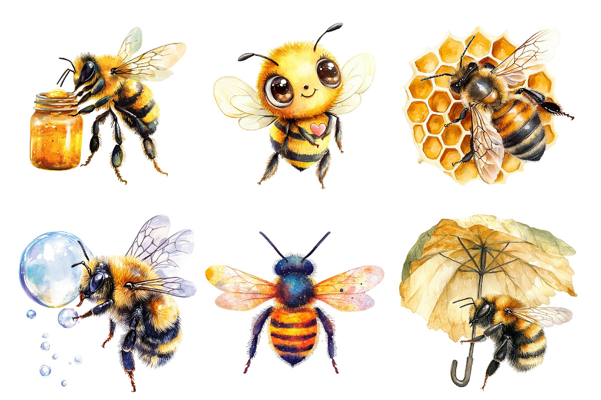 Honey Bee Clipart PNG, an Illustration by SinaCreation (Photo 2 of 5)