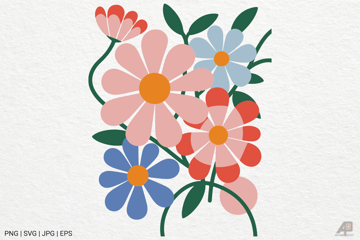 Boho Retro Flower Sublimation Bundle, an Illustration by Actual Pixel (Photo 4 of 13)