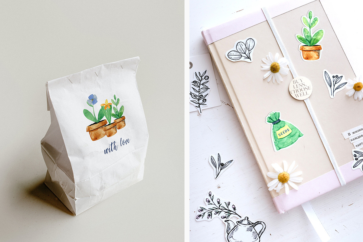 A Little Garden. Watercolor kit, an Object Graphic by NiKO (Photo 9 of 10)