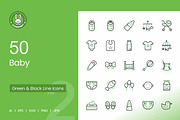 50 Baby Green & Black Icons, an Icon by IconBunny (Thumbnail 1 of 2)