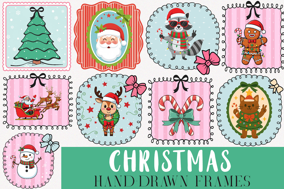 Christmas Coquette Frame Clipart PNG, an Illustration by SinaCreation (Photo 1 of 11)