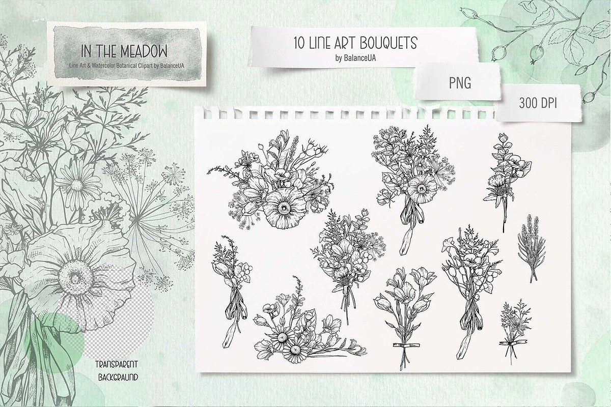 Wildflower Line Art Clipart, a Decorative Illustration by BalanceUA (Photo 5 of 18)