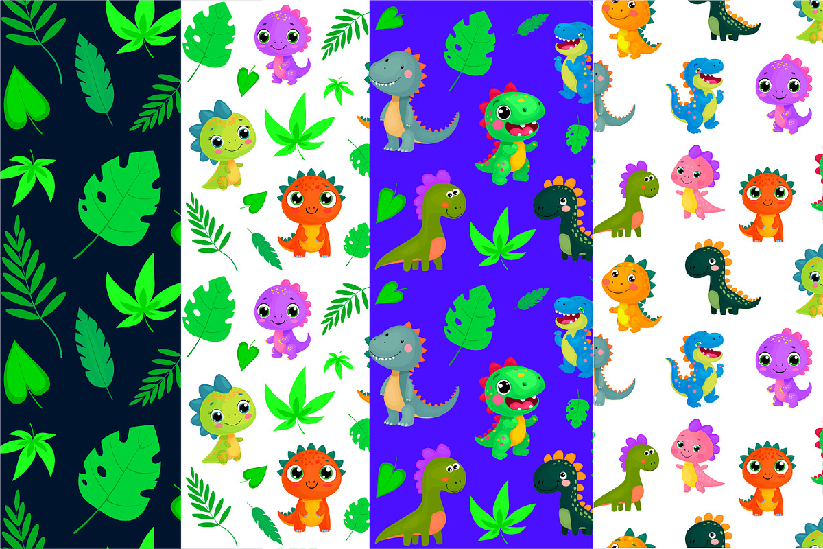 Dino Fun Pack Clipart & Patterns, an Illustration by ChubbyBunny Art (Photo 2 of 5)