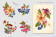 Autumn flowers watercolor clipart, an Illustration by Kate Lanbina (Thumbnail 5 of 22)