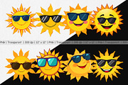 Sun with Sunglasses Clipart, a Graphic by Artnoy (Thumbnail 2 of 5)