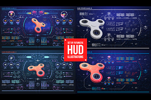 Set Of 16 HUD Illustrations