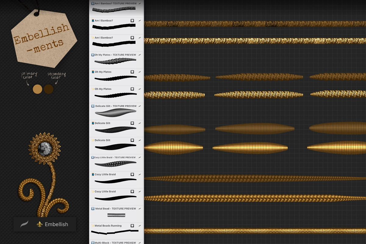 Goldwork Art Box For Procreate, a Brush Add-On by bokettori (Photo 11 of 18)