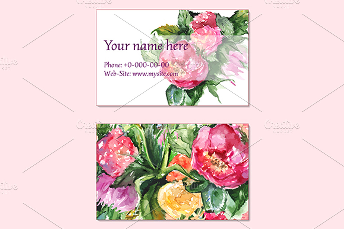 Floral business visit card vector, a Business Card Template by Art By Silmairel