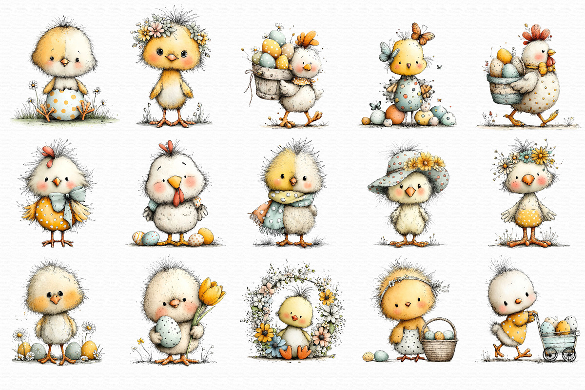 Whimsical Easter Chicken Clipart, an Illustration by Libby Wishes (Photo 4 of 6)