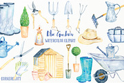 Watercolor Clipart Blue Gardener, an Illustration by Corner Croft (Thumbnail 1 of 4)
