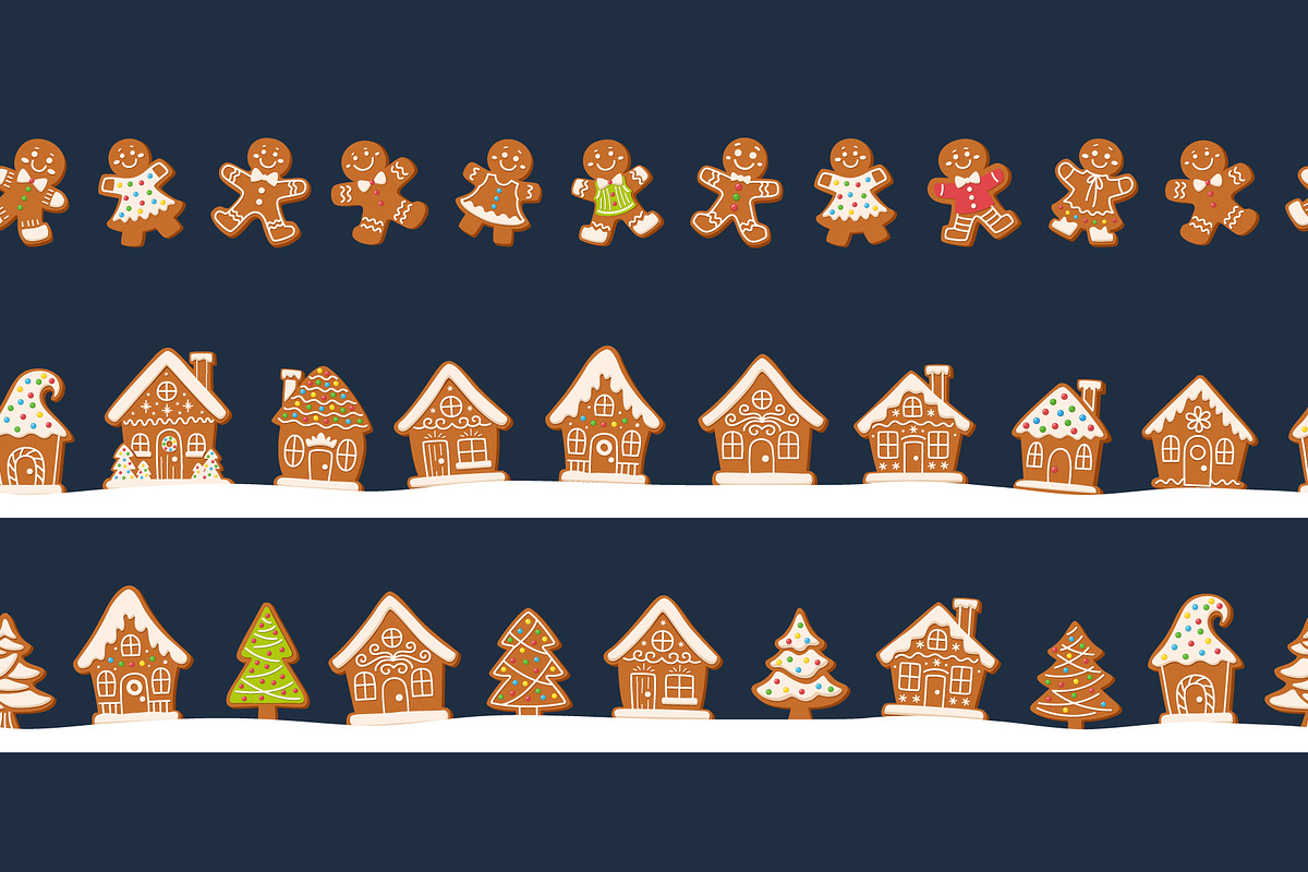 Gingerbread Christmas border set, a Pattern Graphic by Barsuk's Shop