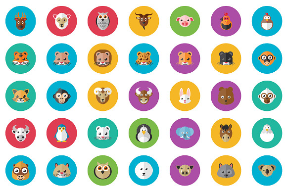 50 Animal Flat Icon Set