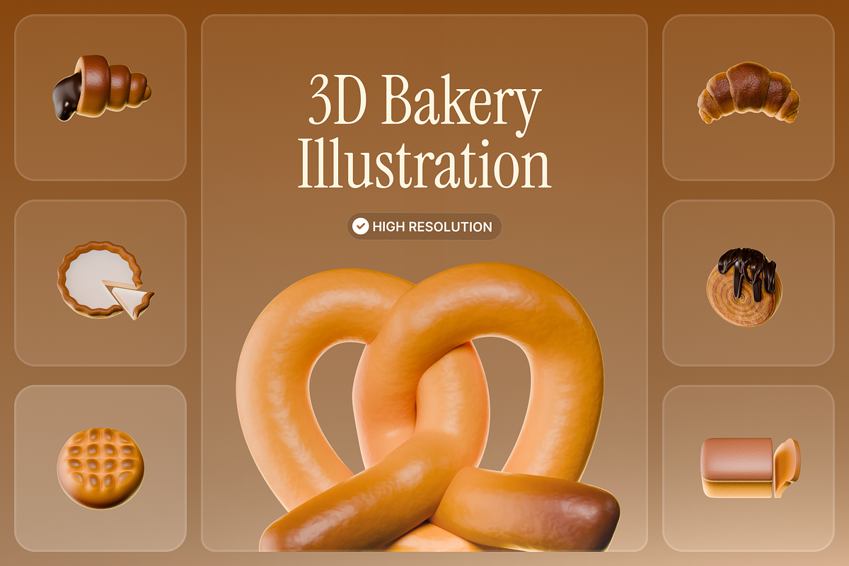 3D Bakery Illustration, an Object Graphic by Illustrava (Photo 2 of 7)