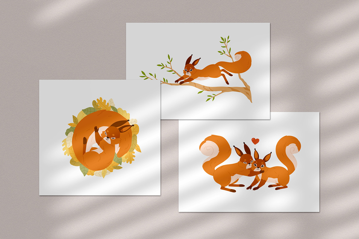 Cute funny squirrels, cartoon set, an Animal Illustration by Good Studio (Photo 4 of 4)