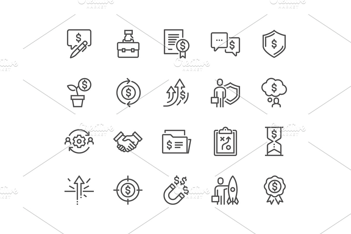 Line Business Icons, a Finance Illustration by Davooda