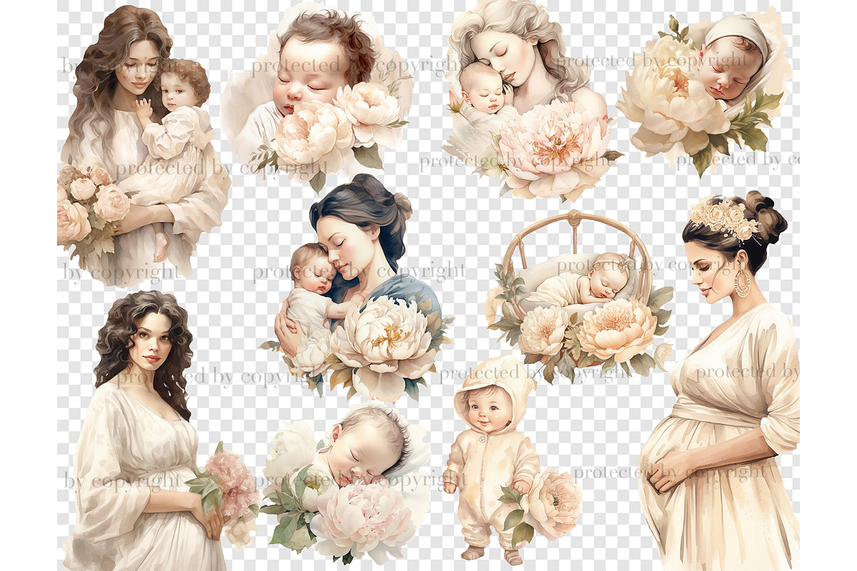 Baby Shower Clipart Bundle PNG, a Person Illustration by GlamArtZhanna (Photo 5 of 5)