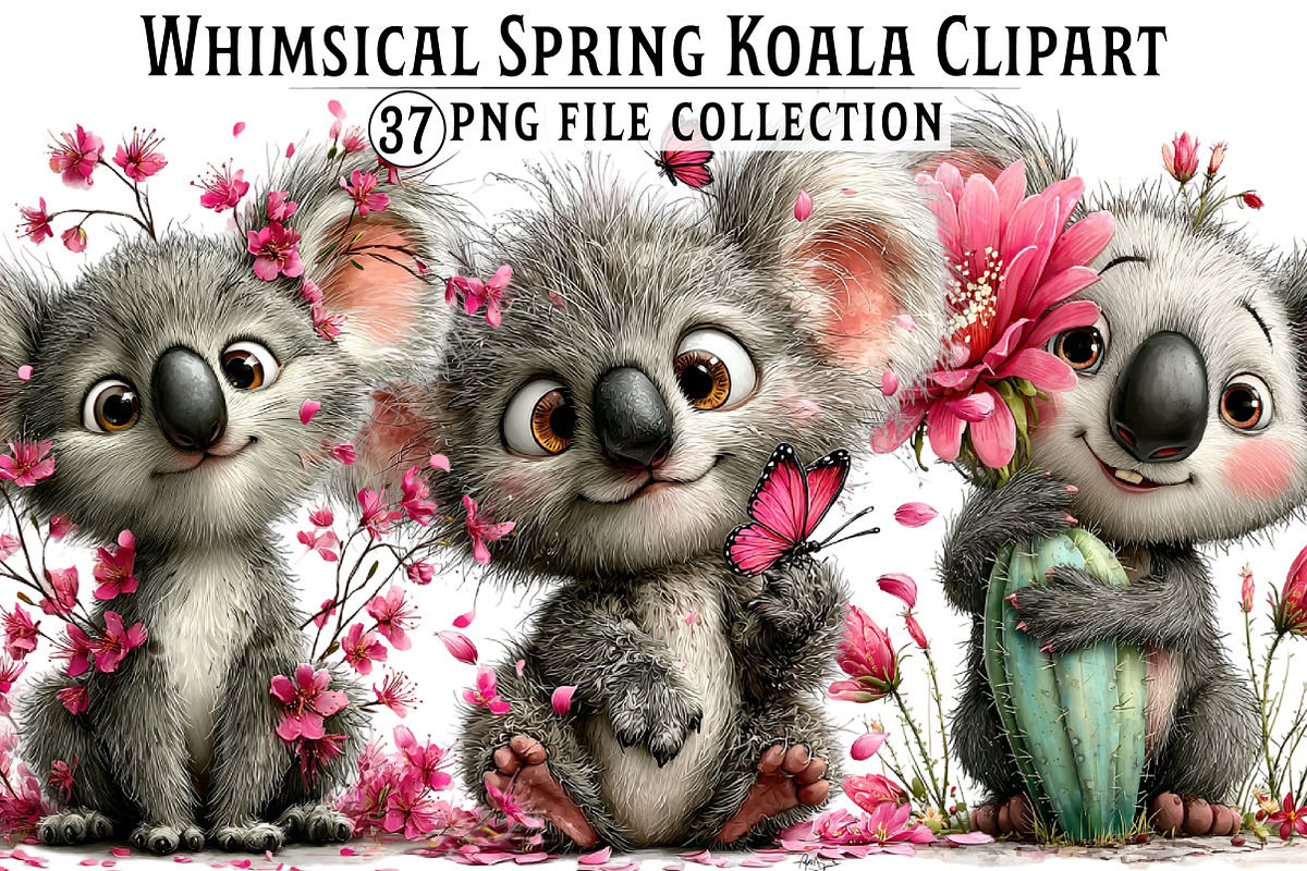 Whimsical Spring Koala Clipart, an Illustration by Dream Creation (Photo 1 of 8)