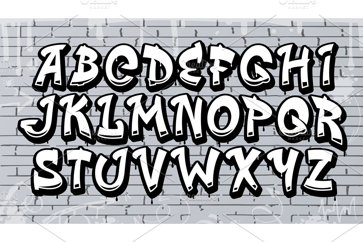 Graffiti font or hip hop type, a Decorative Illustration by Vector Tradition