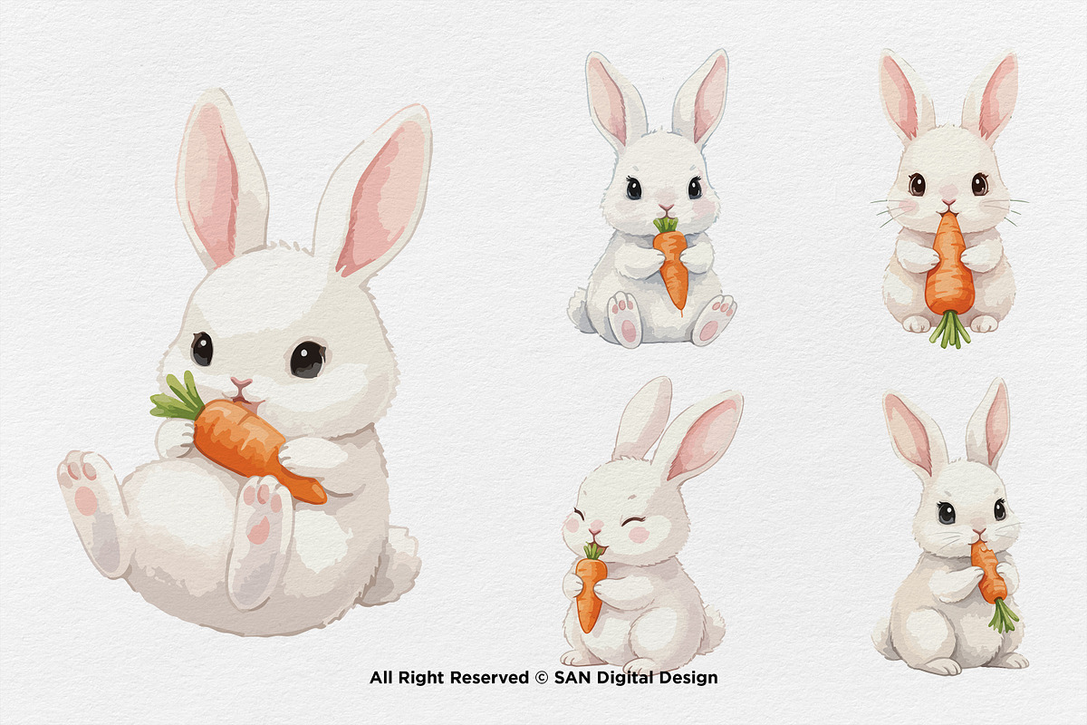 15 Bundle Watercolor White Rabbit, an Animal Illustration by Morspective (Photo 6 of 8)