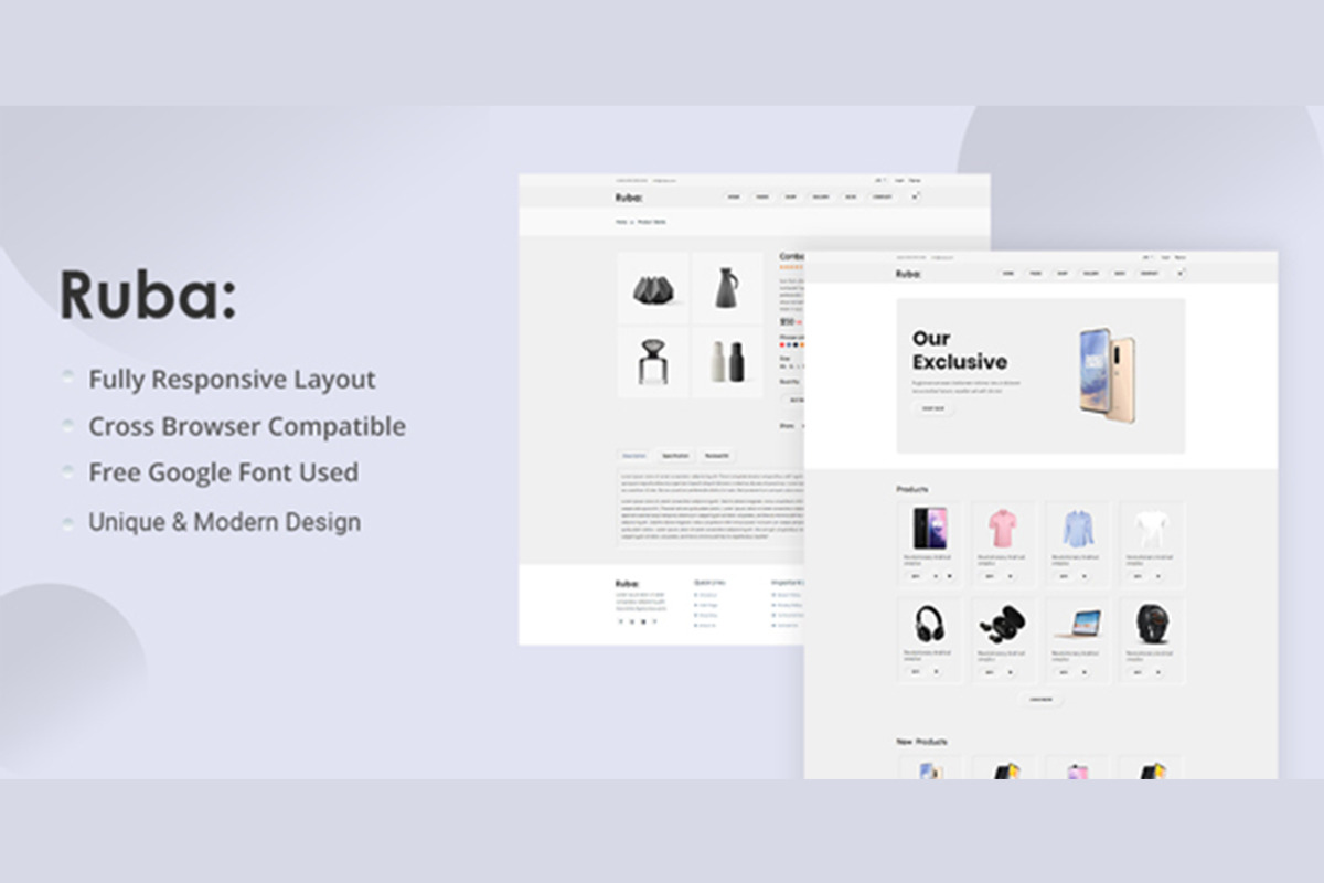 Ruba - Neumorphic eCommerce Template, a HTML Template by THESOFTKING (Photo 1 of 3)