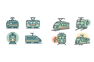 Collection of colorful train, a Transportation Illustration by ZinetroN