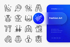 Fashion Art Outline Icons, an Outline Icon by cidcud_graphic