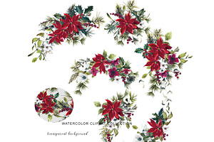 Watercolor Poinsettia Christmas Clip