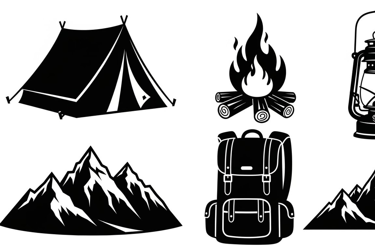 Camping Adventure Silhouette Icon, an Illustration by Artivon (Photo 7 of 51)