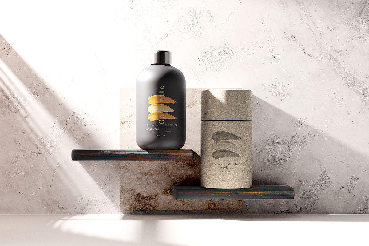 Dark Plastic Cosmetic Mockup Bundle, a Cups & Container Mockup by pmvch (Photo 23 of 111)