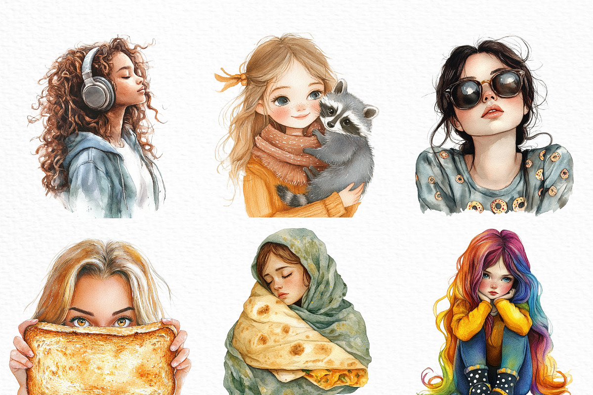 Quirky Girl Clipart Bundle, an Illustration by Craft Nest (Photo 2 of 6)